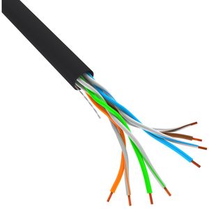 Bobina de cable de red ethernet Cat. 5e UTP CCA de 305 m rígido de color negro LCU5-10CC-0305-BK