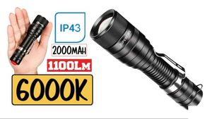 Linterna Chip Led 10W 1100Lm fluxo luz ajust. 5 modos en Negro