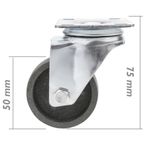 Rueda pivotante industrial de metal sin freno 50 mm - QR01000 - 04