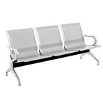 Bancada para sala de espera con sillas ergonómicas plateadas de 3 plazas - WC00300 - 01