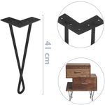 Pies para mesa y mueble Patas en acero 2 varillas 41 cm negro 4-pack modelo bucle - IN06300 - 02