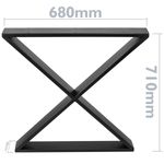 Pies en 'X' para mesa. Patas en acero negro 680 x 80 x 710 mm 2-pack con base horizontal - IP00200 - 03