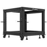 Armario Rack abierto fondo ajustable 19" 9U F600 657x600x577mm desmontado DIY negro Lanberg - WL60000 - 01
