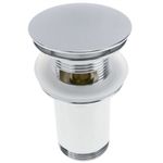 Válvula de desagüe 9cm. Tapón para lavabo y baño universal G1-1/4 cromado redondeado - KS10400 - 01