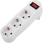 Multiplicador adaptador de clavija enchufe schuko triple blanco con interruptor - IA08700 - 09