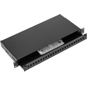 Patch Panel de fibra Óptica 1U negro de 24 SC Simplex o 24 LC duplex