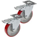 Ruedas pivotantes industriales de poliuretano y metal con freno 125 mm 2 unidades - QR04700 - 01