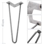 Pies para mesa y mueble estilo vintage Patas en acero 2 varillas 41 cm 4-pack - IN04300 - 02