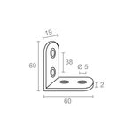 Escuadra de ángulo de acero inoxidable 60x60x19mm pack 4 unidades - BR18700 - 04