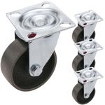 Ruedas pivotantes industriales de metal sin freno 75 mm 4 unidades - QR01600 - 01