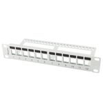 Patch panel configurable para keystone 10" blanco de 12 RJ45 con peine FTP y UTP1U Lanberg PPKS-9112-S - RD13600 - 04