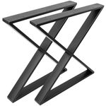 Pies en 'X' para mesa. Patas en acero negro 680 x 80 x 710 mm 2-pack con base horizontal - IP00200 - 01
