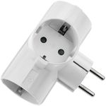 Clavija enchufe triple schuko de color blanco 220VAC con interruptor - IA09000 - 04