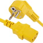 Cable eléctrico de alimentación IEC60320 C13 a schuko macho acodado de color amarillo 3m - CH05900 - 01