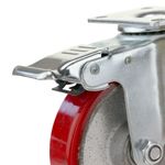 Rueda pivotante industrial de poliuretano y metal con freno 125 mm - QR04300 - 07