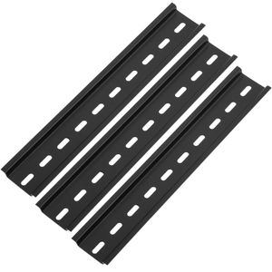 Pack de 3 carriles DIN color negro de 200mm perforado raíl de 35x7mm