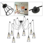 Lámpara con jaulas largas para 8 bombillas de rosca E27 vintage con cable de 3m - NT07400 - 02