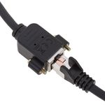 Cable extensor S/FTP Cat. 6 LSZH para fijación a panel macho a hembra negro de 50 cm - RJ08600 - 02