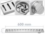 Canaleta de desagüe 60x7.5cm con rejilla en acero inoxidable mate - S094100 - 02