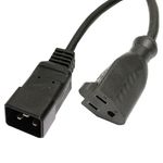 Cable eléctrico US NEMA-5-15R a IEC-60320-C20 de 0.4m negro - CL09100 - 02