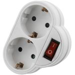 Clavija enchufe doble schuko de color blanco 250VAC con interruptor - IA08600 - 06
