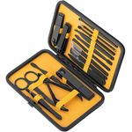 Kit de estuche de manicura y pedicura profesional, set de 16 accesorios de acero inoxidable, color negro - BE10200 - 01