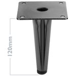 Pack de 4 patas rectas para muebles con forma cónica y protección antideslizante de 12cm color negro metalizado - IN10100 - 02