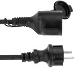 Prolongador de cable eléctrico schuko macho a hembra de 2 m negro IP44 - CG00100 - 06