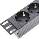 Regleta de enchufes PVC rack 19" de 8 schuko con interruptor y protección sobretensiones - RE03100 - 06