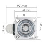 Rueda pivotante industrial de poliuretano y PVC transparente sin freno 75 mm - QR00200 - 03