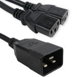Cable de alimentación IEC-60320 2 C13 a 1 C20 de 20cm - FB08300 - 01