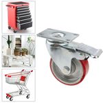 Rueda pivotante industrial de poliuretano y metal con freno 100 mm - QR04100 - 02
