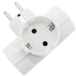 Multiplicador de clavija enchufe schuko triple de color blanco con ángulo - IA09400 - 07
