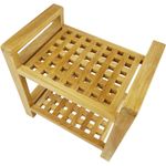 Taburete de baño con reposabrazos y estante 50 x 50 x 33 cm de madera de teca certificada - KZ10200 - 09