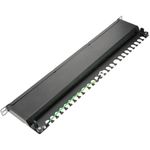 Patch panel rack 24 RJ45 Cat.6A FTP 0.5U negro con peine para gestión de cables - RD04700 - 05