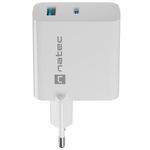 Cargador USB Natec Ribera GaN 1X USB-A + 1X USB-C 65W blanco NUC-2144 - NT37400 - 03