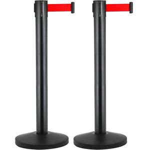Poste separador 2 unidades negro con cinta extensible de 2 m 320 x 63 x 910 mm