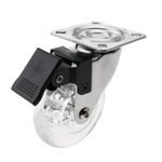 Rueda pivotante industrial de poliuretano y PVC transparente con freno 75 mm - QR00300 - 01