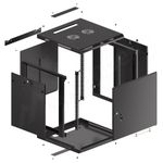 Armario Rack mural 19" 12U F600 600x600x645mm pared desmontado DIY negro Lanberg - WK35200 - 02