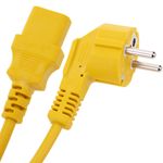 Cable eléctrico de alimentación IEC60320 C13 a schuko macho acodado de color amarillo 3m - CH05900 - 05