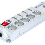 Regleta 6 tomas Schuko, con interruptor, gris, con fusible y gestión por Bluetooth - GB 1009 - 02