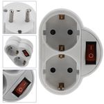 Clavija enchufe doble schuko de color blanco 250VAC con interruptor - IA08600 - 02