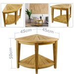 Taburete de baño esquinero con estante 45 x 50 x 45 cm de madera de teca certificada - KZ10300 - 02