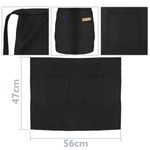 Delantal de camarero 56 x 47 cm negro de cintura mediano con 2 bolsillos 2-pack - MM10900 - 02