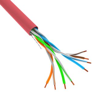Bobina de cable de Lanberg LCU5-12CU-0305-R UTP Cat.5E Rígido o Sólido CU. Fluke tested 305m de color rojo