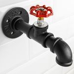 Perchero de pared de acero 1 gancho. Colgador de ropa y toallero de tubo con grifo industrial - IP07700 - 05