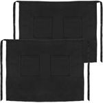 Delantal de camarero 56 x 47 cm negro de cintura mediano con 2 bolsillos 2-pack - MM10900 - 01