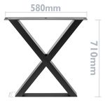 Pies en 'X' para mesa. Patas en acero negro 590 x 50 x 710 mm 2-pack - IP00400 - 03