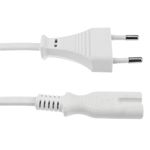 Cable de Alimentación eléctrico IEC-60320 C7 hembra a enchufe bipolar macho de 1,5m blanco - FB10000 - 04