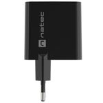 Cargador USB Natec Ribera GaN 1X USB-A + 1X USB-C 65W negro NUC-2145 - NT37300 - 05